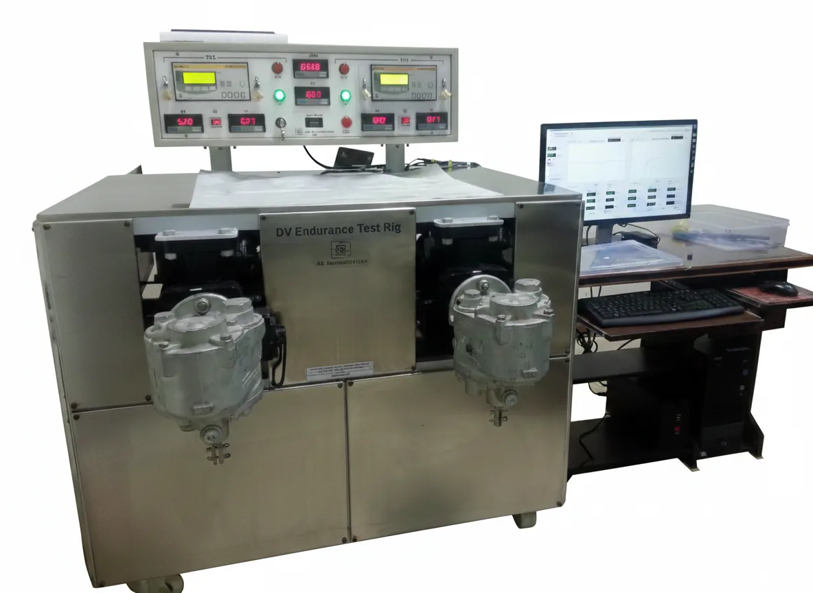 Computerized Distributor Valve (DV) Test Rig — dual-station endurance testing machine